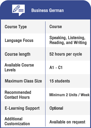 Anglokom Corporate Language Training Bangkok - Business German Course Specifications